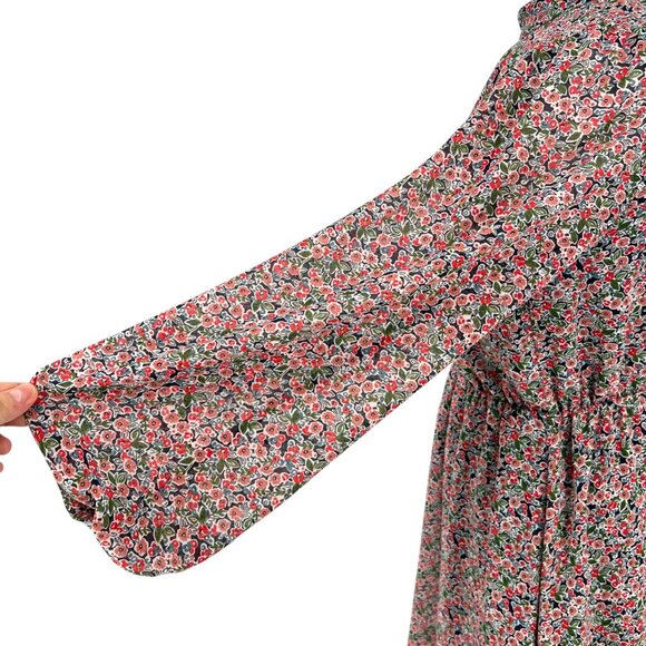 Boden Floral High Neck Long Sleeve A-Line Dress Multicolor Size 6 - Picture 5 of 13